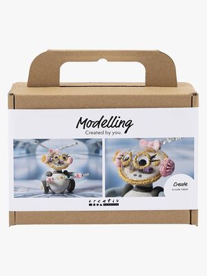 Creativ Company Pysselset Mini Modellera Robot, Grå/Rosa