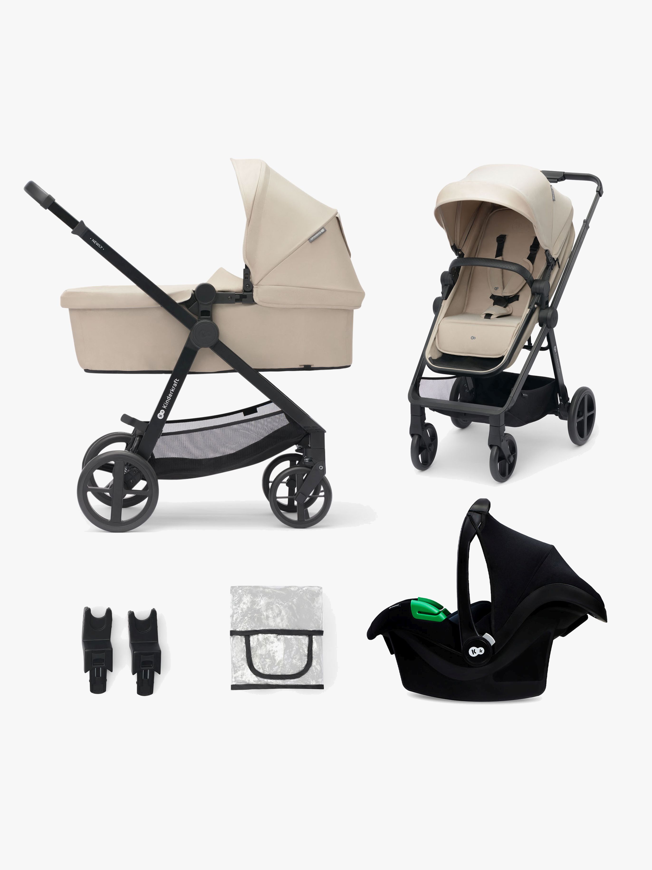 Kinderkraft 3-i-1 NEWLY Kombivagn Travelsystem, Sand Beige