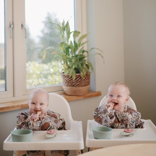 Mushie  Långärmad Haklapp, Retro Flowers