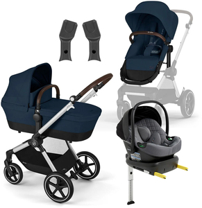 Cybex EOS Lux Duovagn inkl. Beemoo Route Babyskydd & Bas, Ocean Blue/Mineral Grey