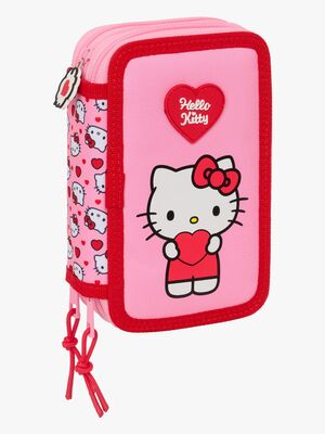 Hello Kitty  Fyllt Trippelpennfodral 37 Delar, Rosa