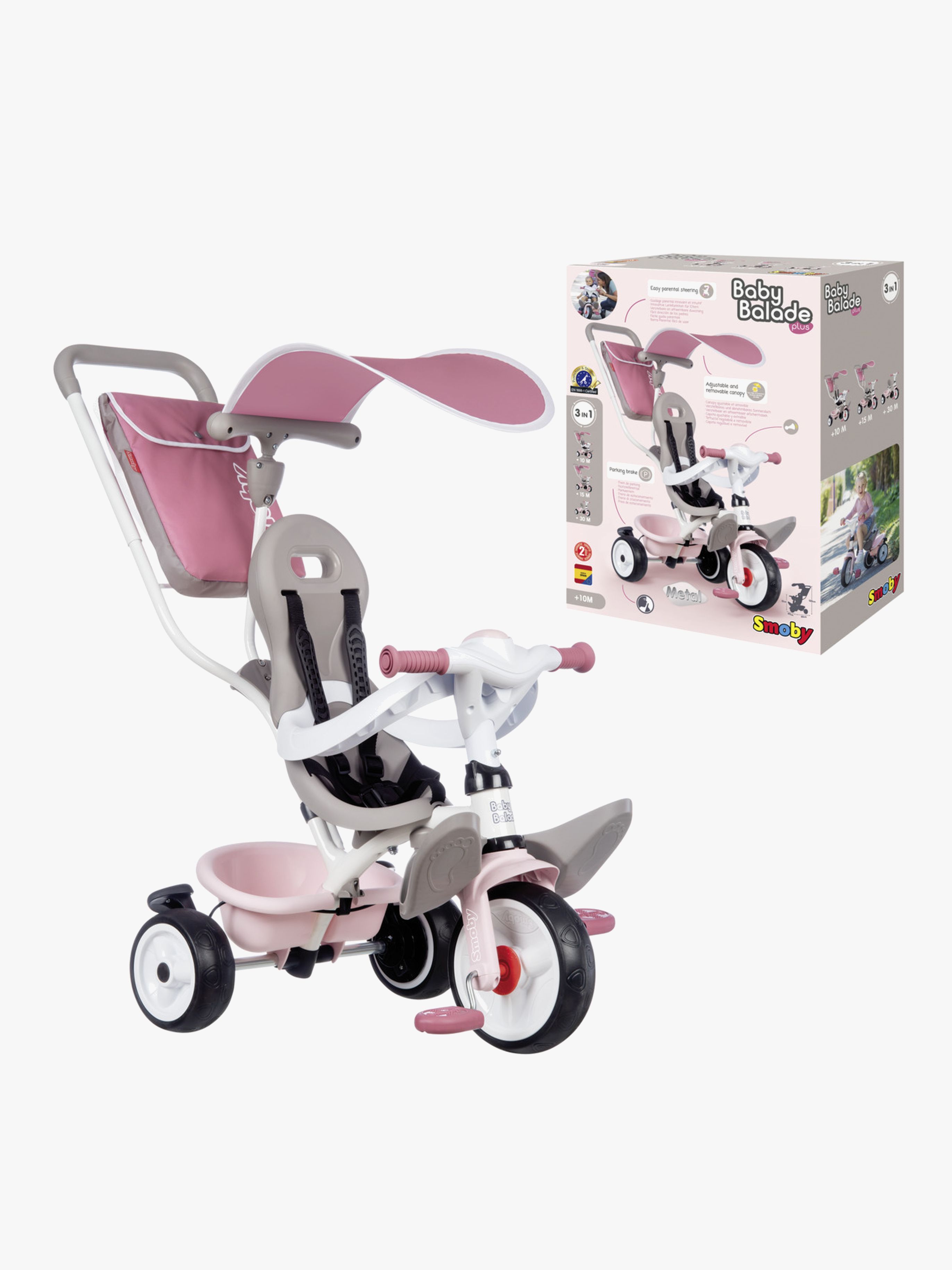 Smoby Trehjuling Baby Balade Plus Rosa