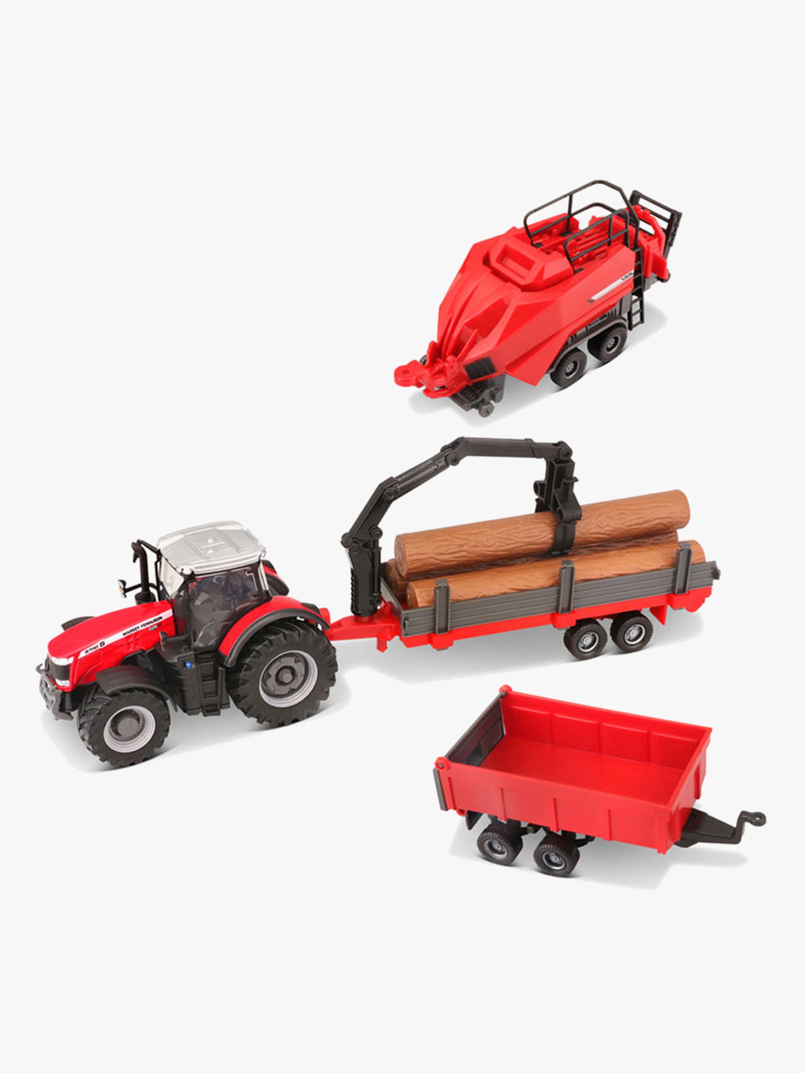 BB Junior Farmland Massey Fergusson 8740S Traktor med 3 Släp