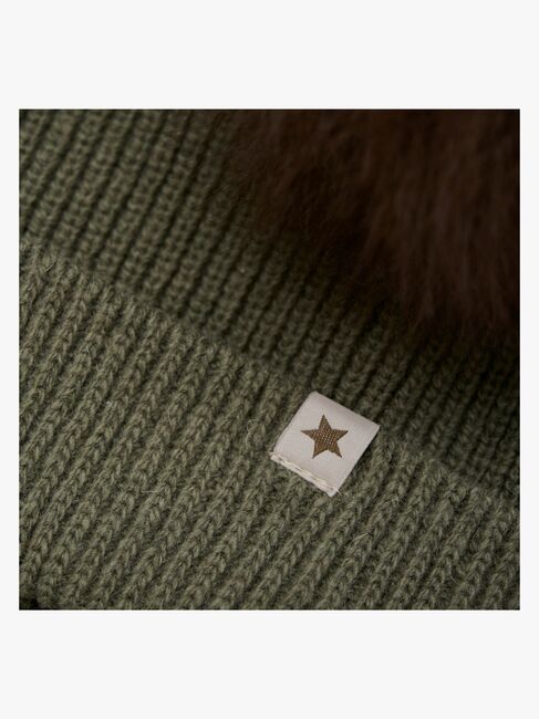 Huttelihut Mössa Merinoull med Pompoms Alpacka, Beetle