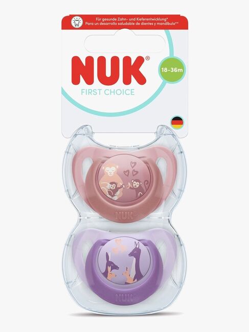 NUK First Choice Classic Napp 2-Pack Stl 3, Monkey/Kangaroo