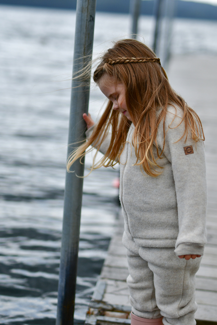 Mikk-Line Ullfleecejacka Barn, Melange Offwhite