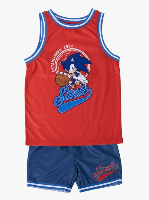 Sonic Linne & Shorts Sport Set, Blå/Röd