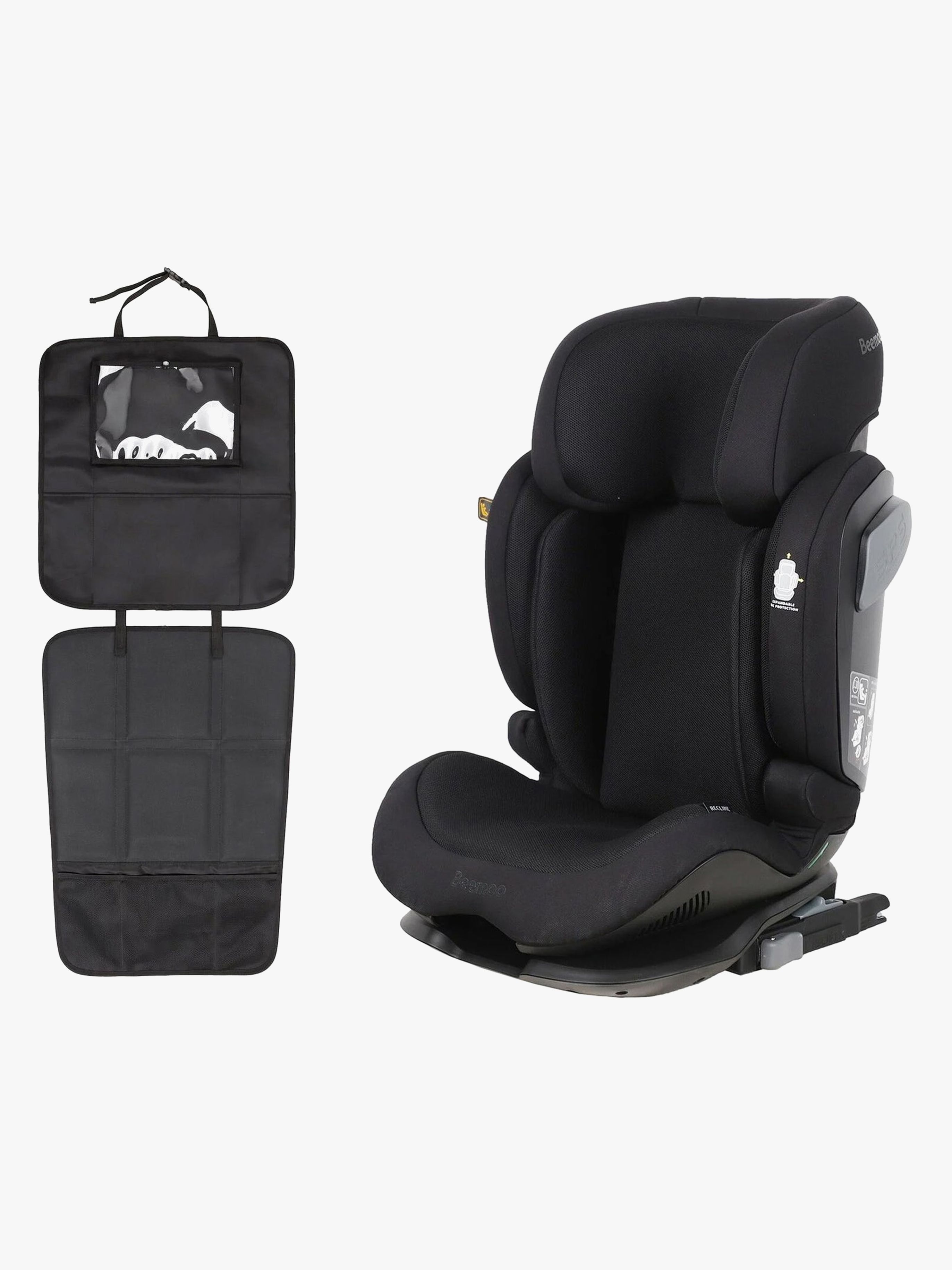 Beemoo Recline i-Size Bältesstol inkl. 3-in-1 Sparkskydd, Black Mesh