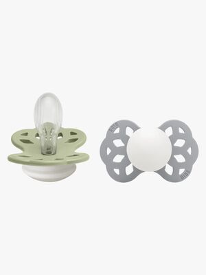 BIBS Infinity Nappar 2-Pack Silikon Stl 2 Symmetrisk, Sage GLOW/Cloud GLOW