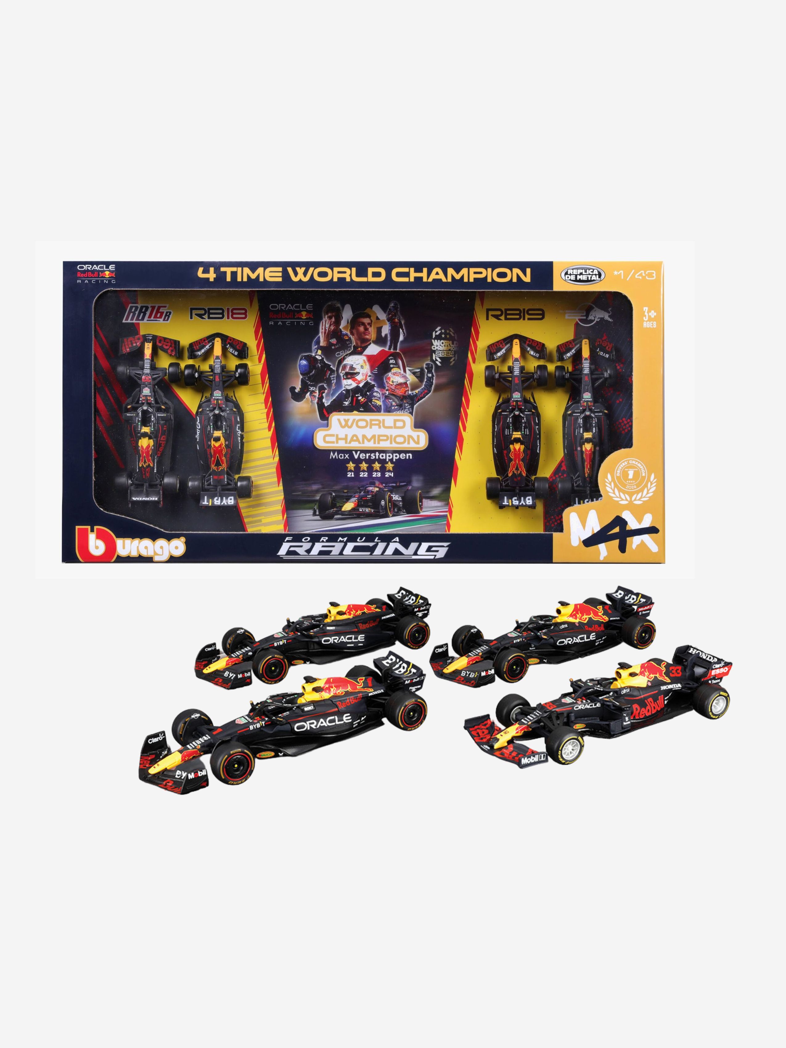 Bburago F1 Red Bull Racing Max Verstappen World Champion Bilset 1:43 4-Pack