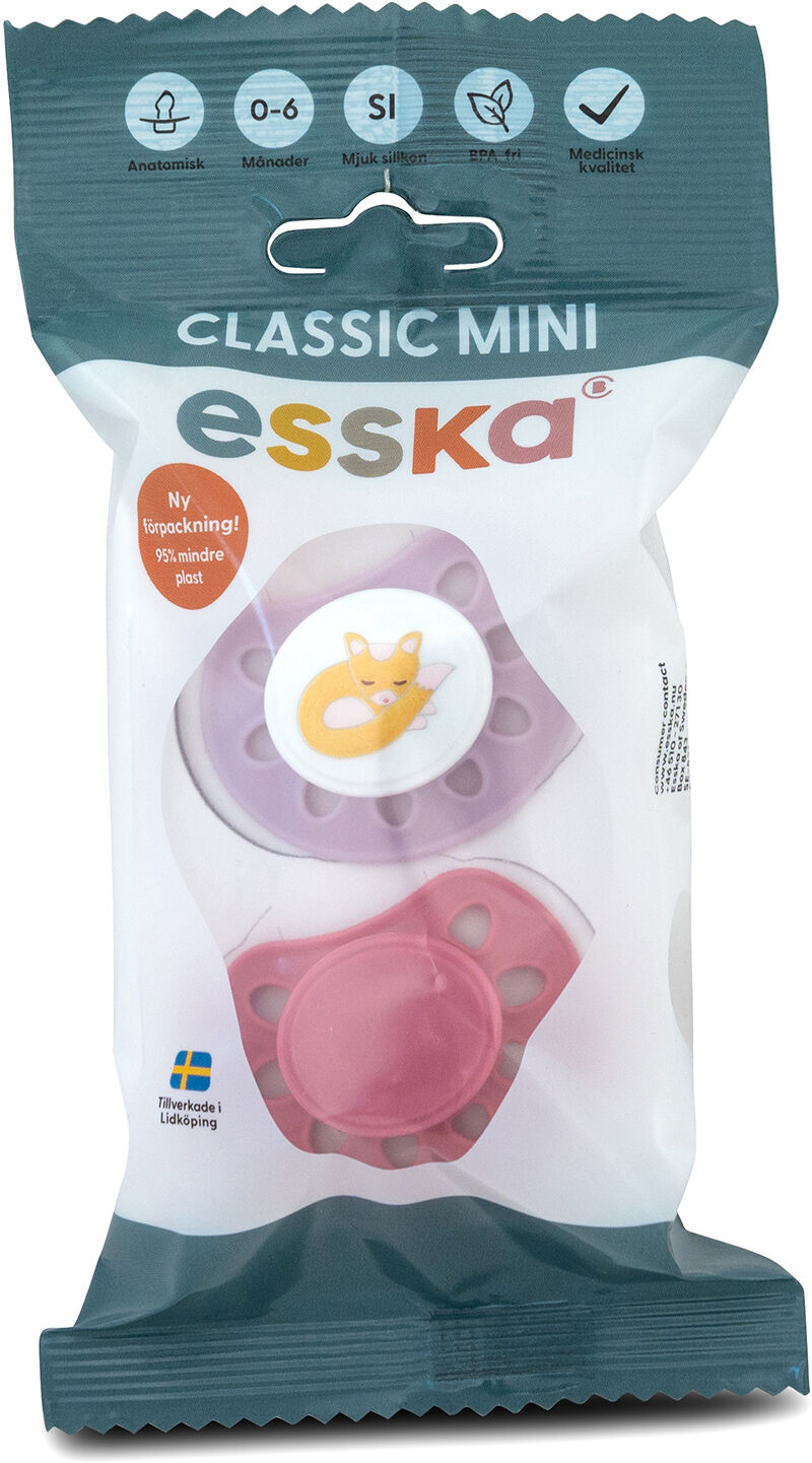 Esska Classic Mini Nappar Räv Silikon 2-pack Rosa