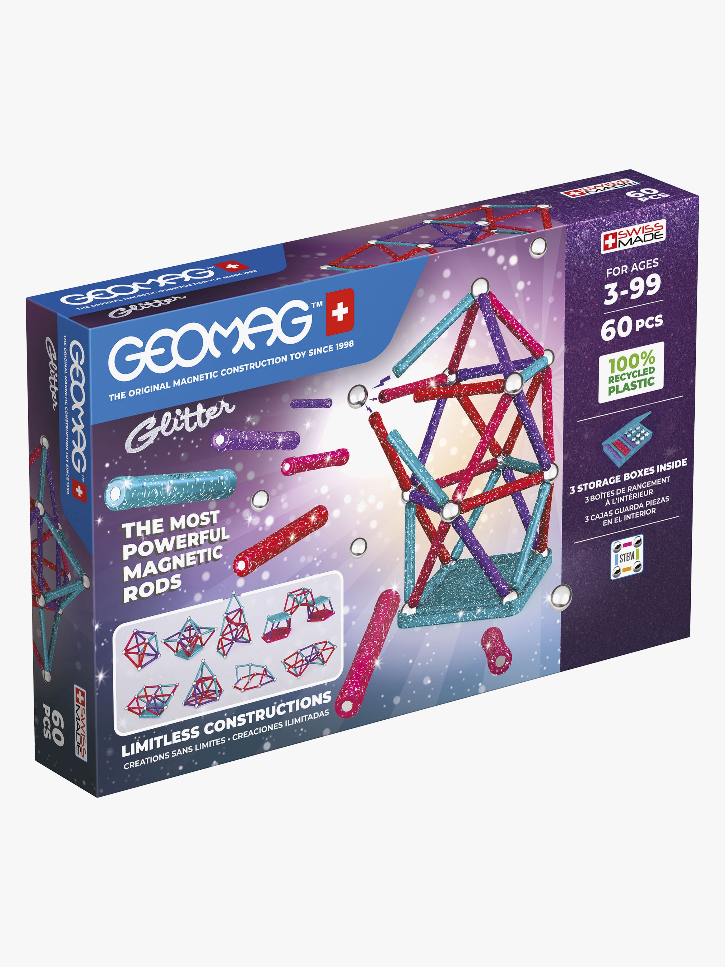 Geomag Byggsats 60 Bitar, Glitter