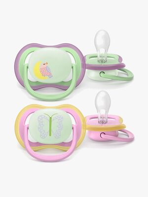 Philips Avent Ultra Air Napp Natt 6-18m 2-Pack, Rosa/Ljusgrön