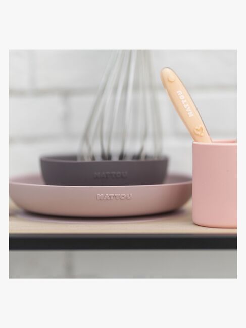 Nattou Soft Silicone Matset 4 delar, Rosa/Aubergine