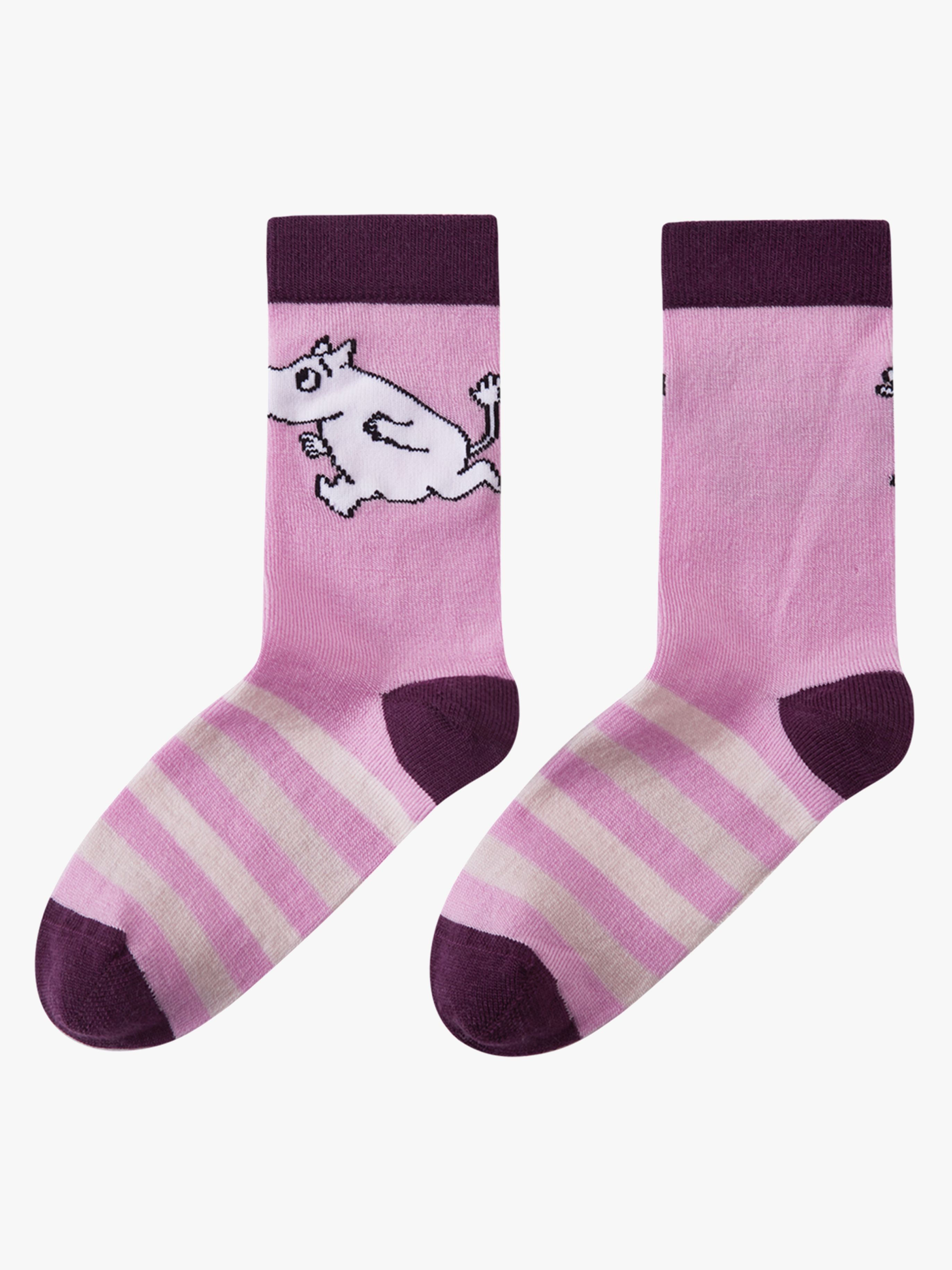 Reima Moomin Randig Ullstrumpor, Grey Pink, 26-29