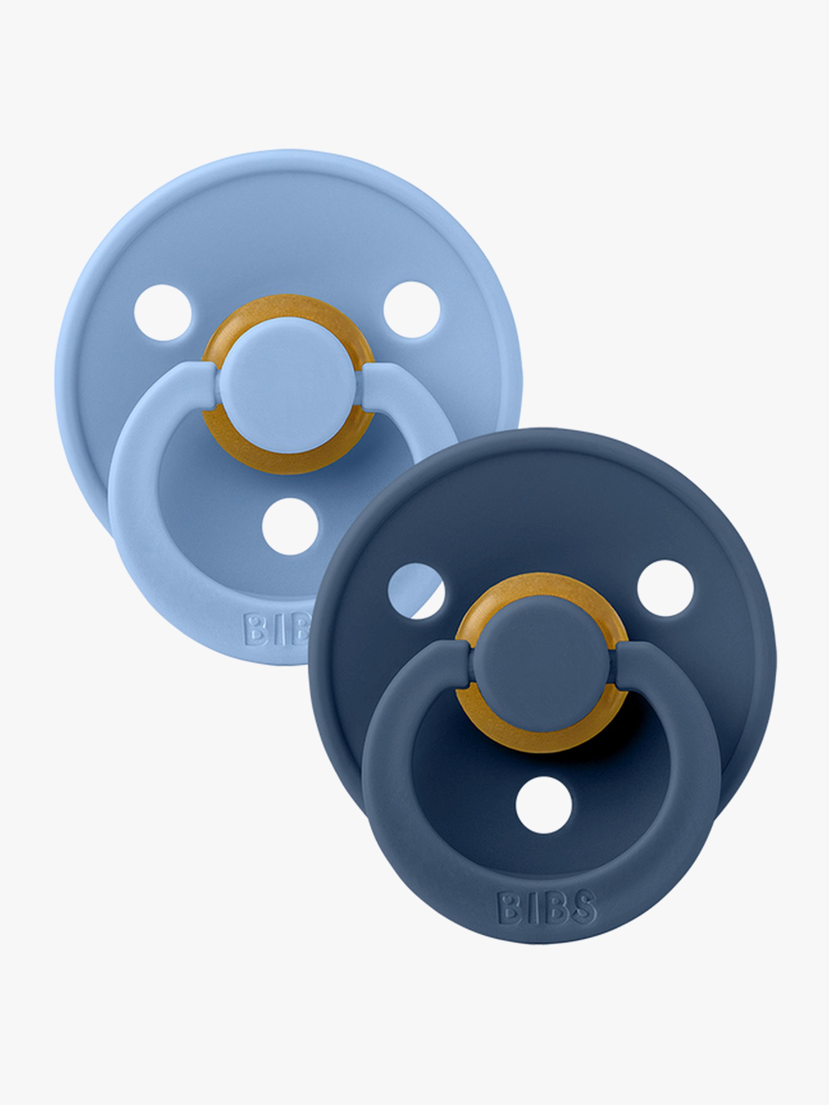 BIBS Colour Napp 2-pack Latex Stl 1 Rund, Sky Blue/Steel Blue