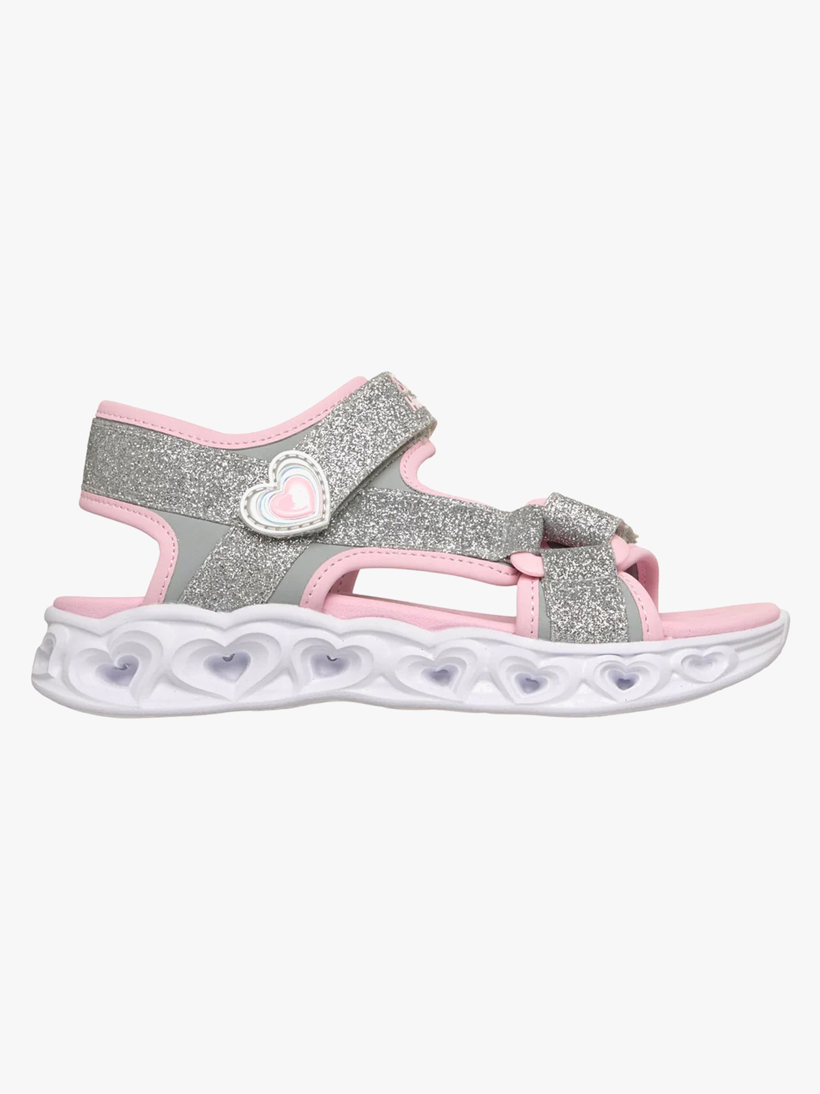 Skechers Heart Lights Blinkande Sandaler, Silver, 24