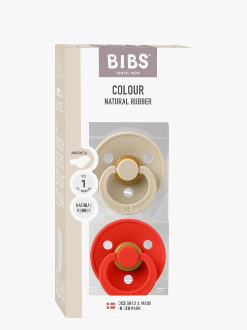BIBS Colour Napp 2-Pack Latex Stl 1 Anatomisk, Vanilla/Candy Apple