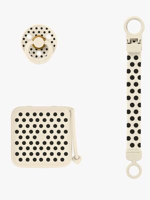BIBS Polka Soothe & Go Gåvoset Latex Stl 2, Ivory Black