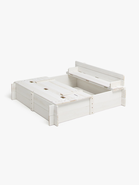 Woodlii Sandlåda med Lock & Bänk, Vit