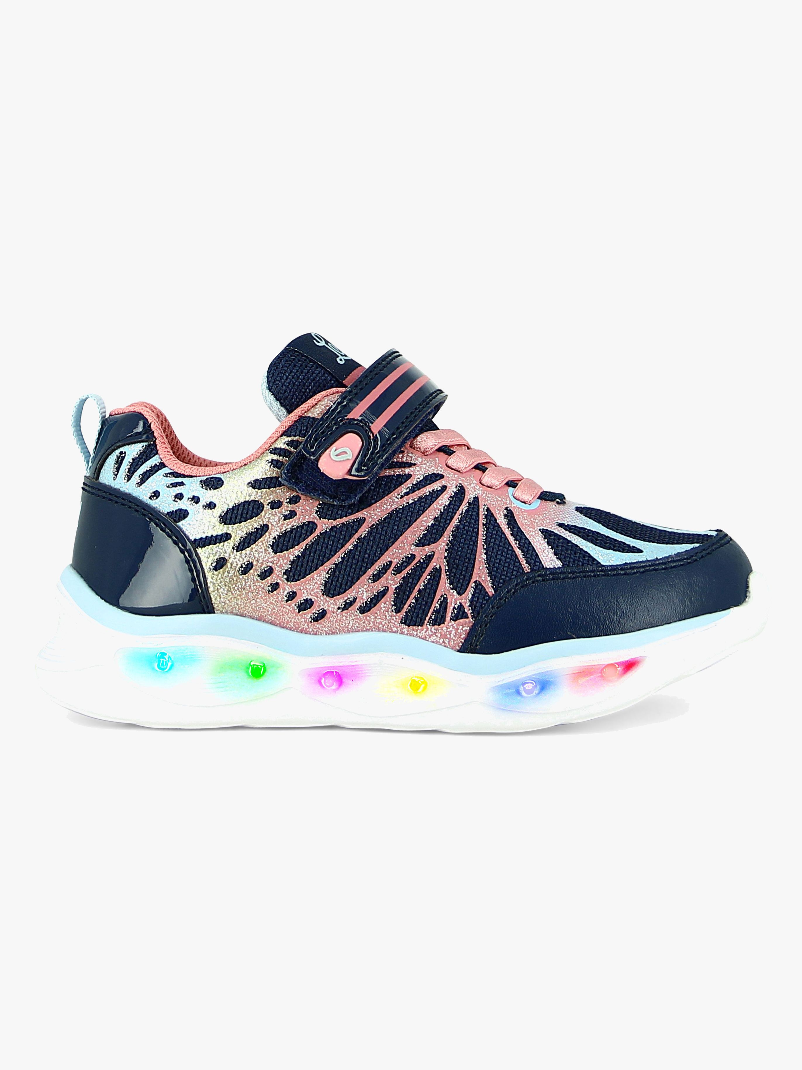 Leaf Malmen Blinkande Sneakers, Navy/Pink, 28