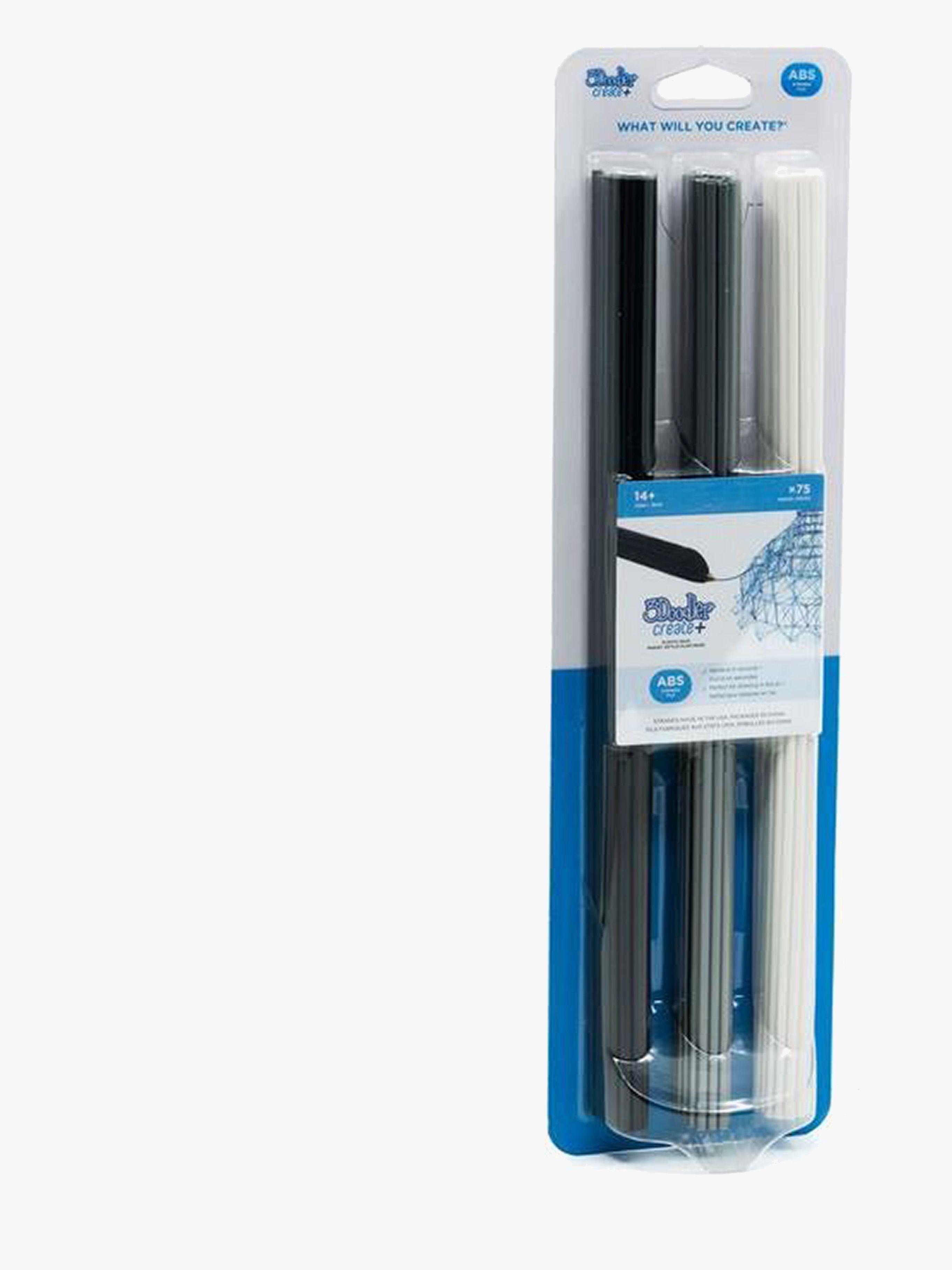 3Doodler Create+ ABS Mix 75-Pack Penna, Svart/Vit/Grå