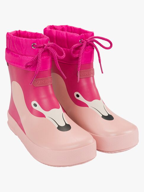 Viking Alv Paw Print Barefoot Gummistövlar, Light Pink/Magenta