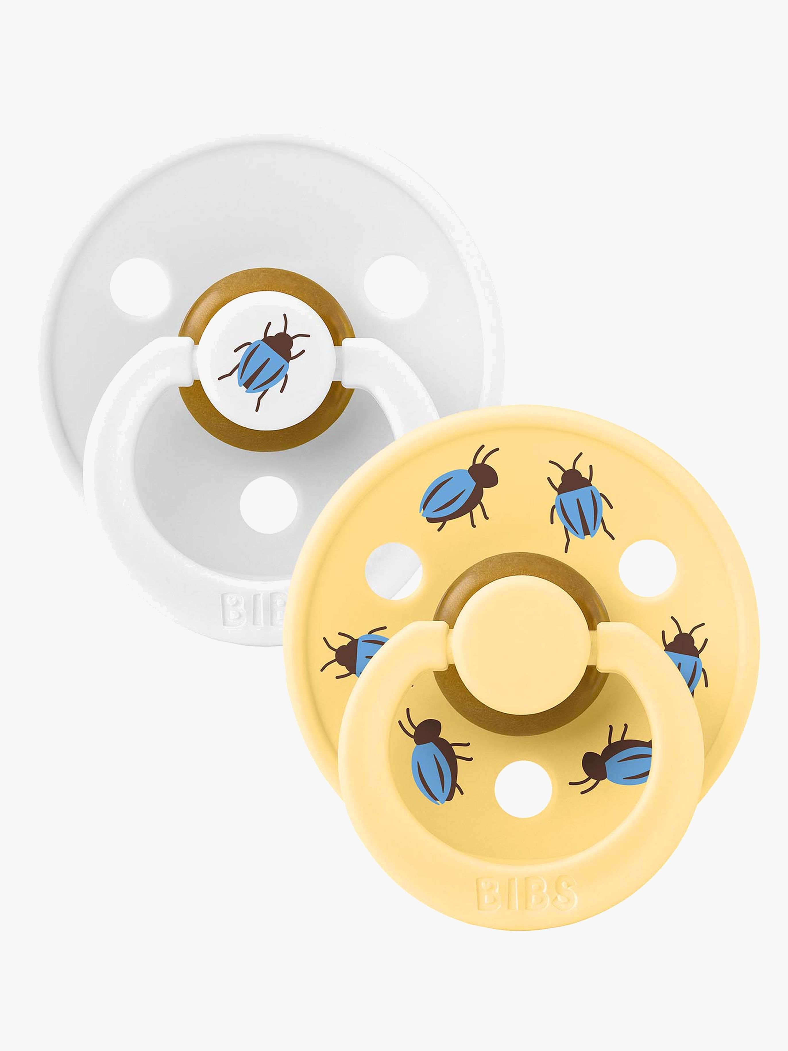 BIBS Studio Colour Napp Beetle Mix 2-Pack Latex Stl 2 Rund, White/Pale Butter
