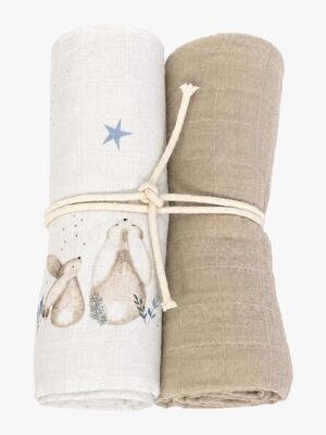 Mini Dreams Musselintuch Bunny 2er-Pack, Sand