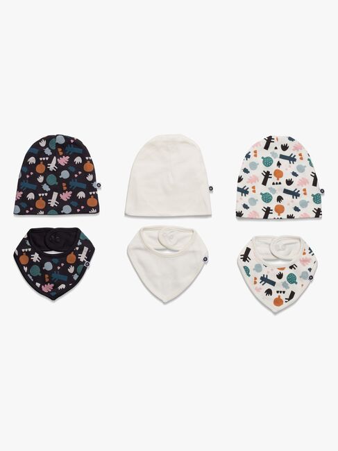 MiniMys Mössa & Bib 6-pack Art, Marshmallow