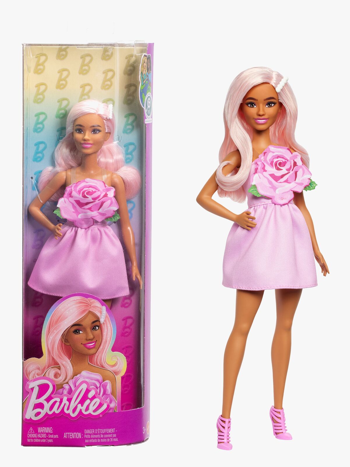 Barbie Deluxe Style Docka i Rosa Klänning