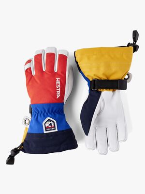 Hestra Army Leather Heli Ski Jr Handschuhe, Light Red Multi