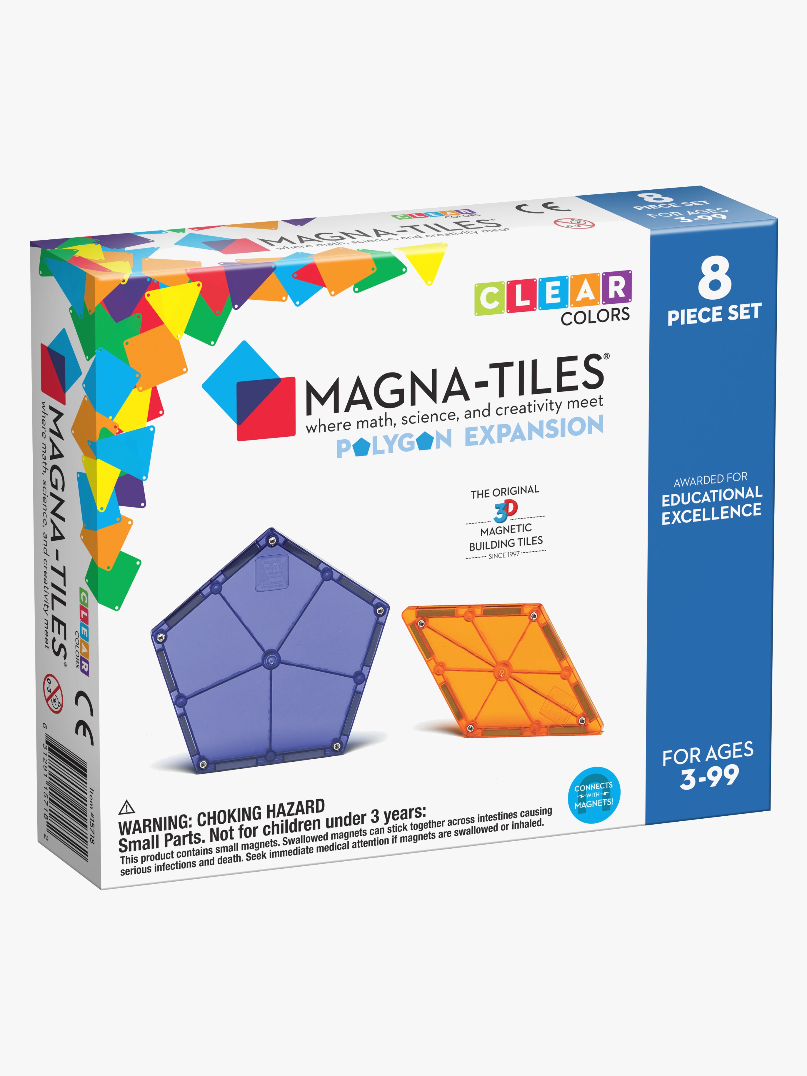 MAGNA-TILES Clear Colors Polygon Tilläggssats 8 Delar