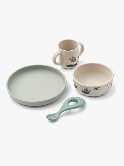 LIEWOOD Vivi  Mönstrat Matset Silikon, Sailing/Sandy