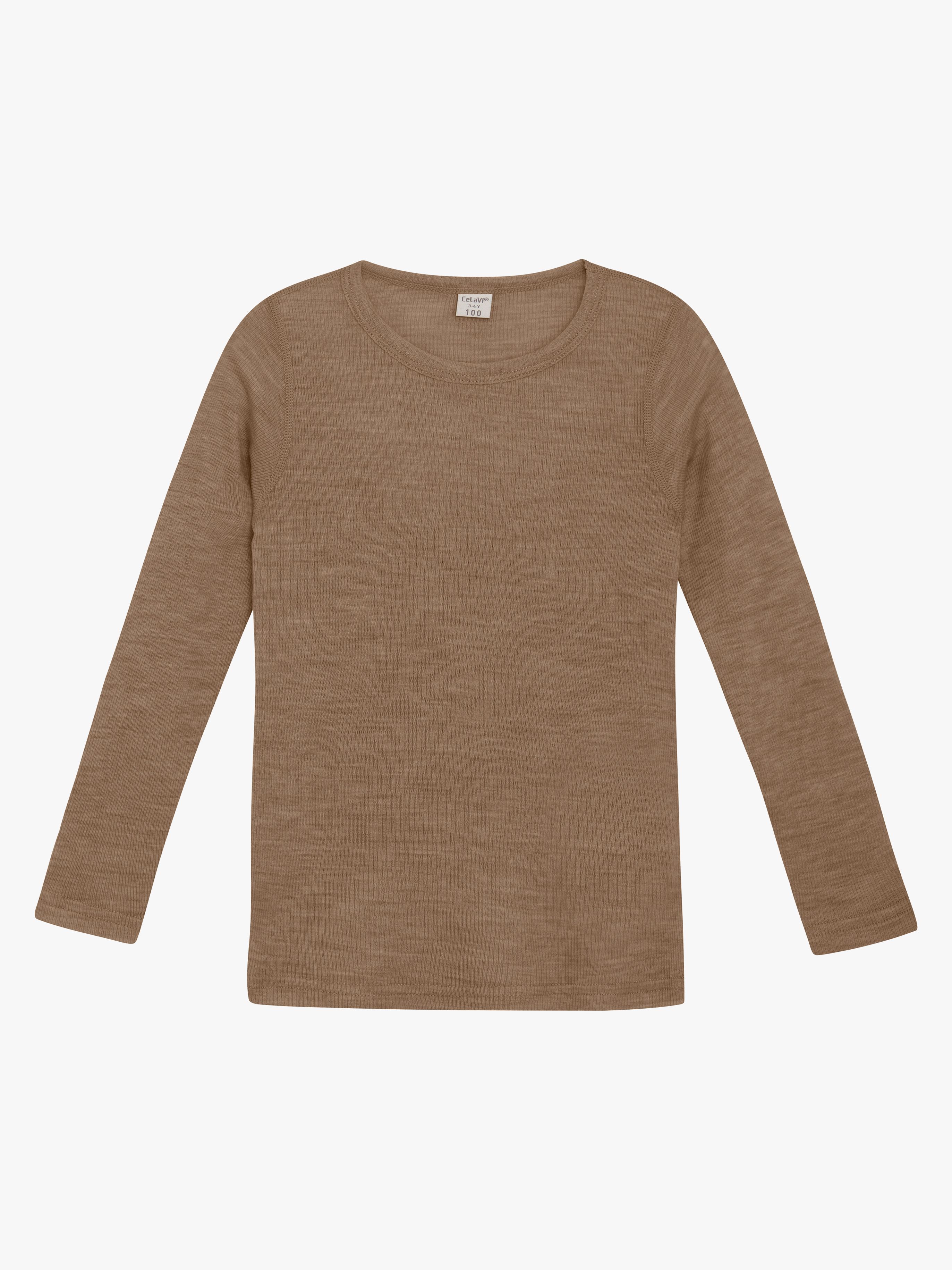 CeLaVi Långärmad Topp Merinoull, Cocoa Creme, 100