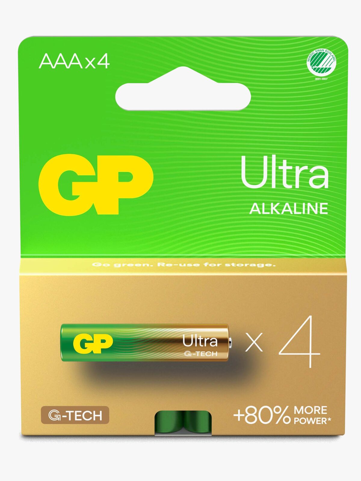 GP Ultra Alkaline G-TECH AAA/LR03 Batterier Svanenmärkt 4-Pack
