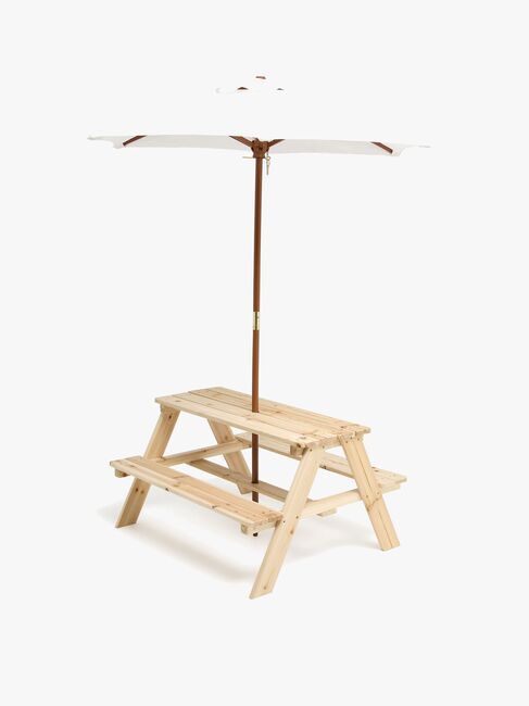 Woodlii Picknickbord med Parasoll, Trä