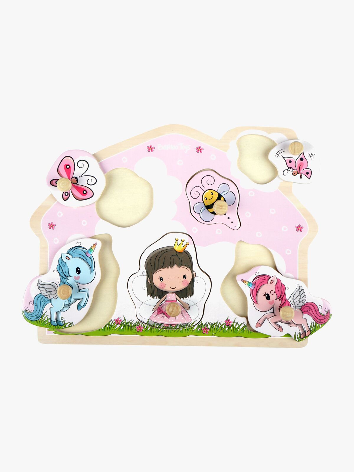 Barbo Toys Knoppussel Prinsessa & Enhörning i Trä Lillie & Ellie 6 Bitar