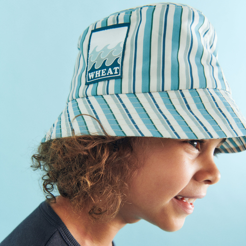 Wheat Tilo Badge Bucket-hatt, Aqua Stripe