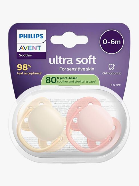 Philips Avent Ultra Soft Napp 0–6m 2-Pack, Gul/Orange