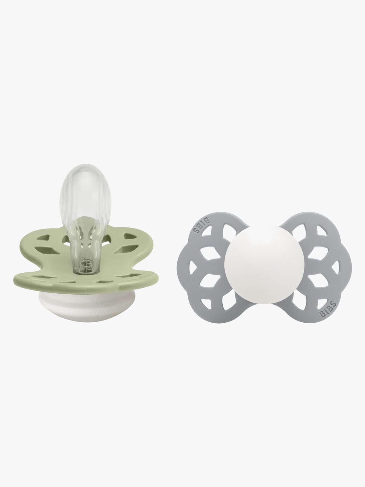 BIBS Infinity Nappar 2-Pack Silikon Stl 2 Symmetrisk, Sage GLOW/Cloud GLOW