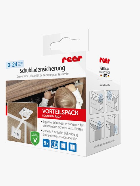 Reer Skåplås 8-Pack, Vit