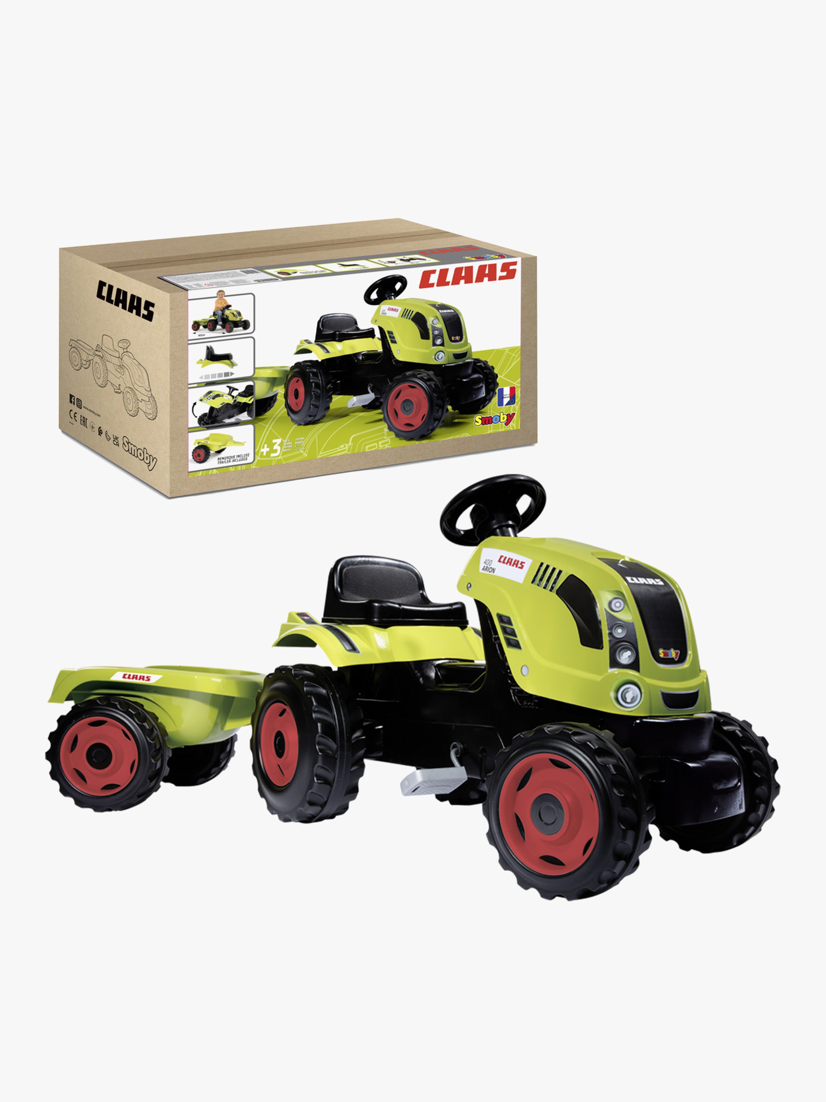 Smoby Claas Farmer Traktor Med Släp XL