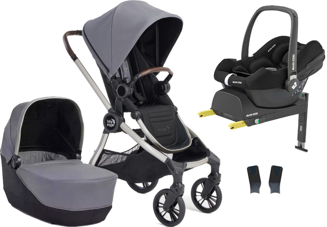 Baby Jogger City Sights Duovagn inkl. Maxi-Cosi CabrioFix i-Size Babyskydd &  Bas Dark Slate
