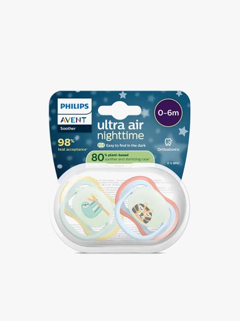 Philips Avent Ultra Air Napp Natt 0–6m 2-Pack, Blå/Ljusgrön