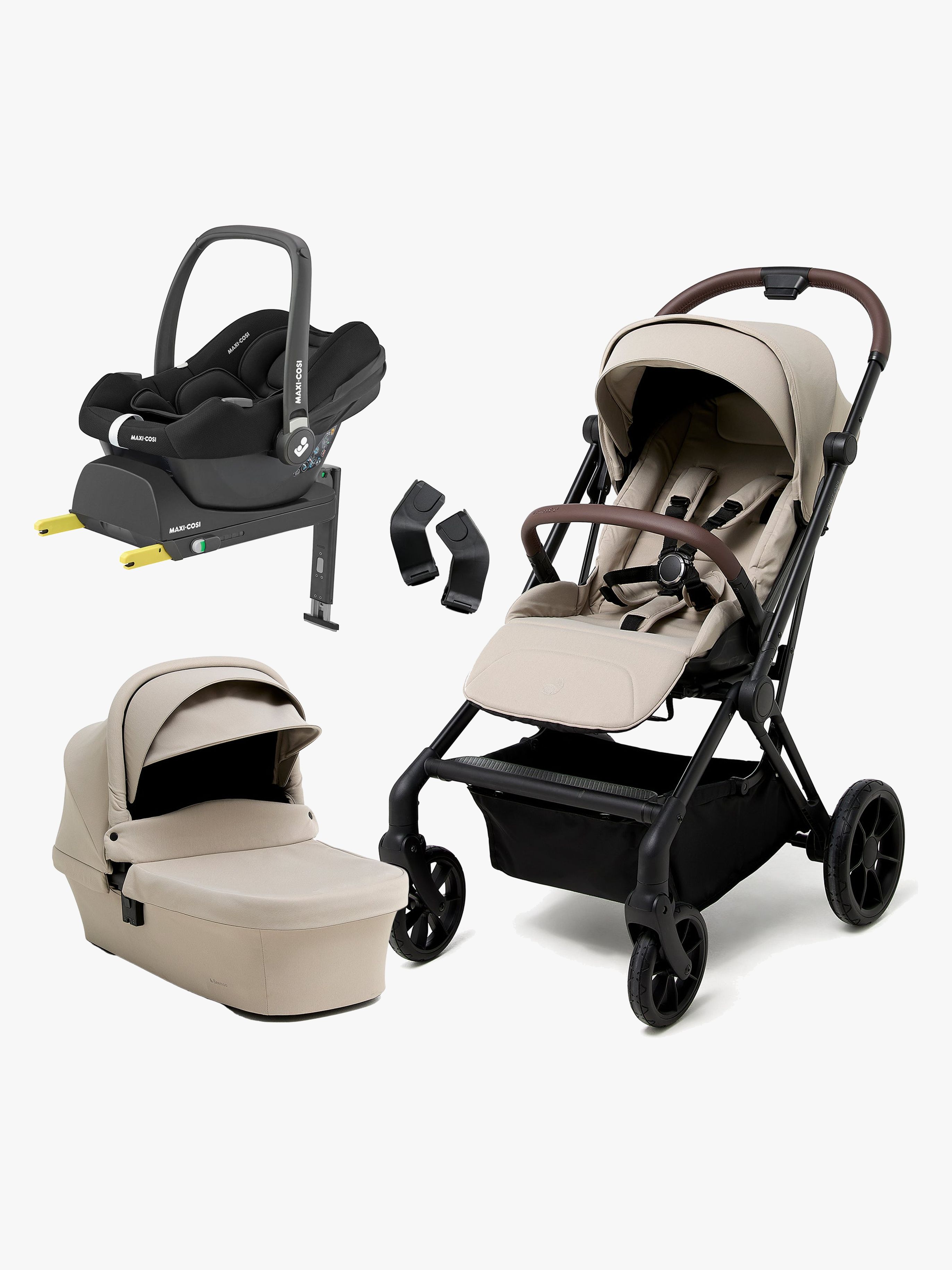 Beemoo Pro Twist Duovagn – 360° vridbar sits med Maxi-Cosi CabrioFix babyskydd