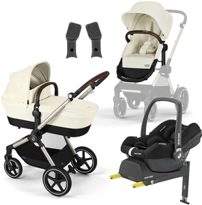 Cybex EOS Lux Duovagn inkl. Maxi-Cosi CabrioFix & Bas, Taupe/Seashell Beige