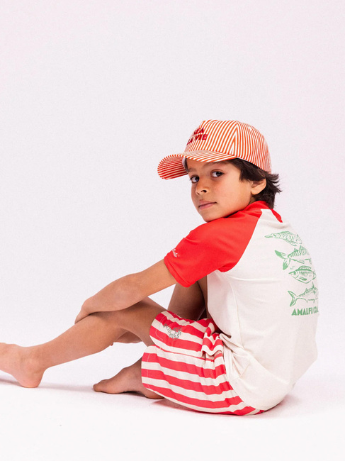 Swim Essentials Badshorts, Lobster Stripe Beige/Red