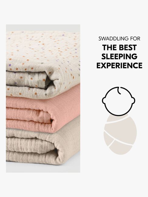 Hauck Cuddle N Clean Muslinfilt 3-Pack, Beige Dots/Cork/Beige