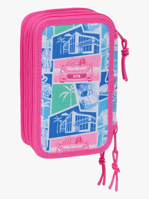 Barbie  Fyllt Trippelpennfodral 37 Delar, Blå/Rosa